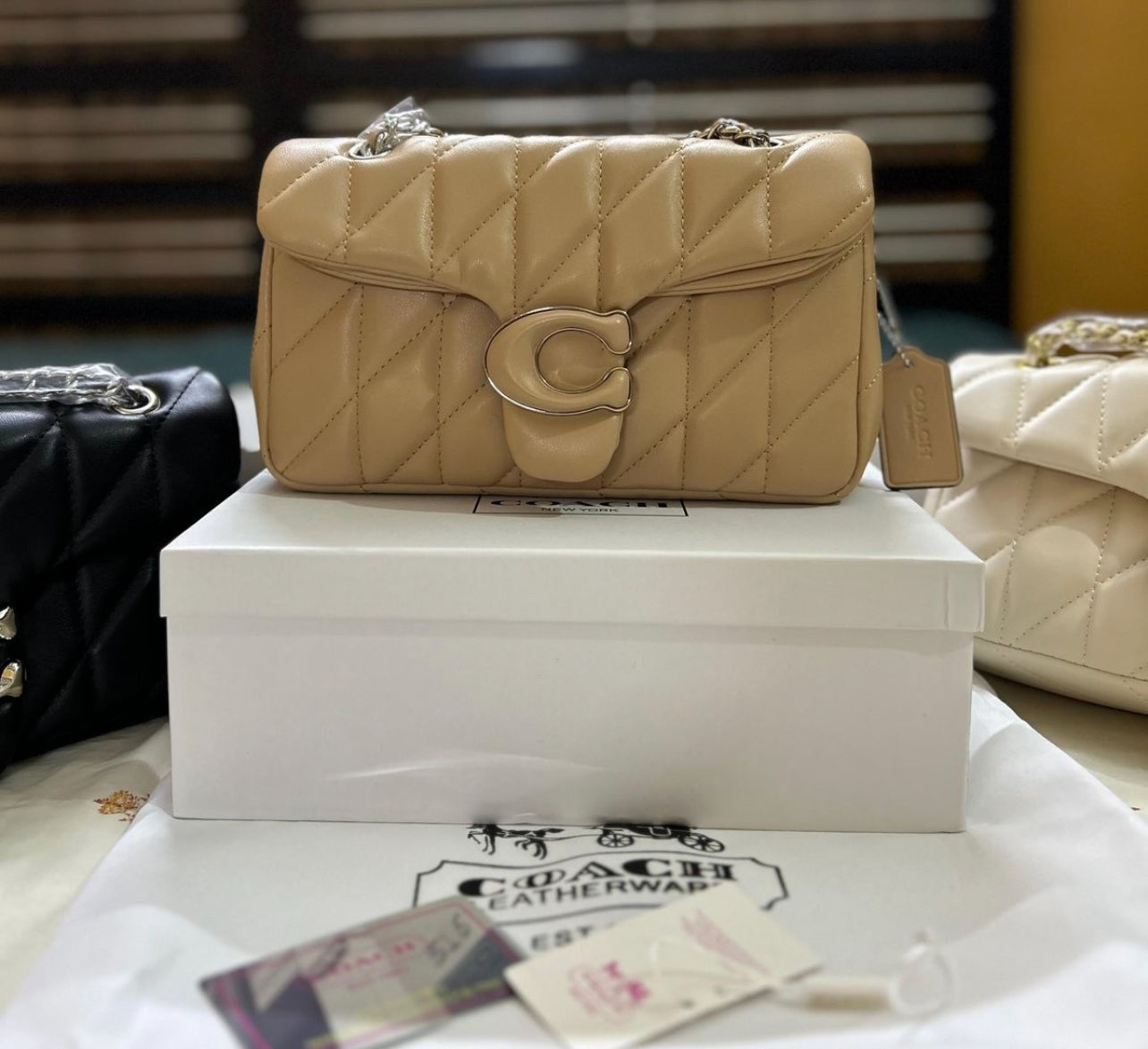 Coach Quilted Handbag with Brand Box