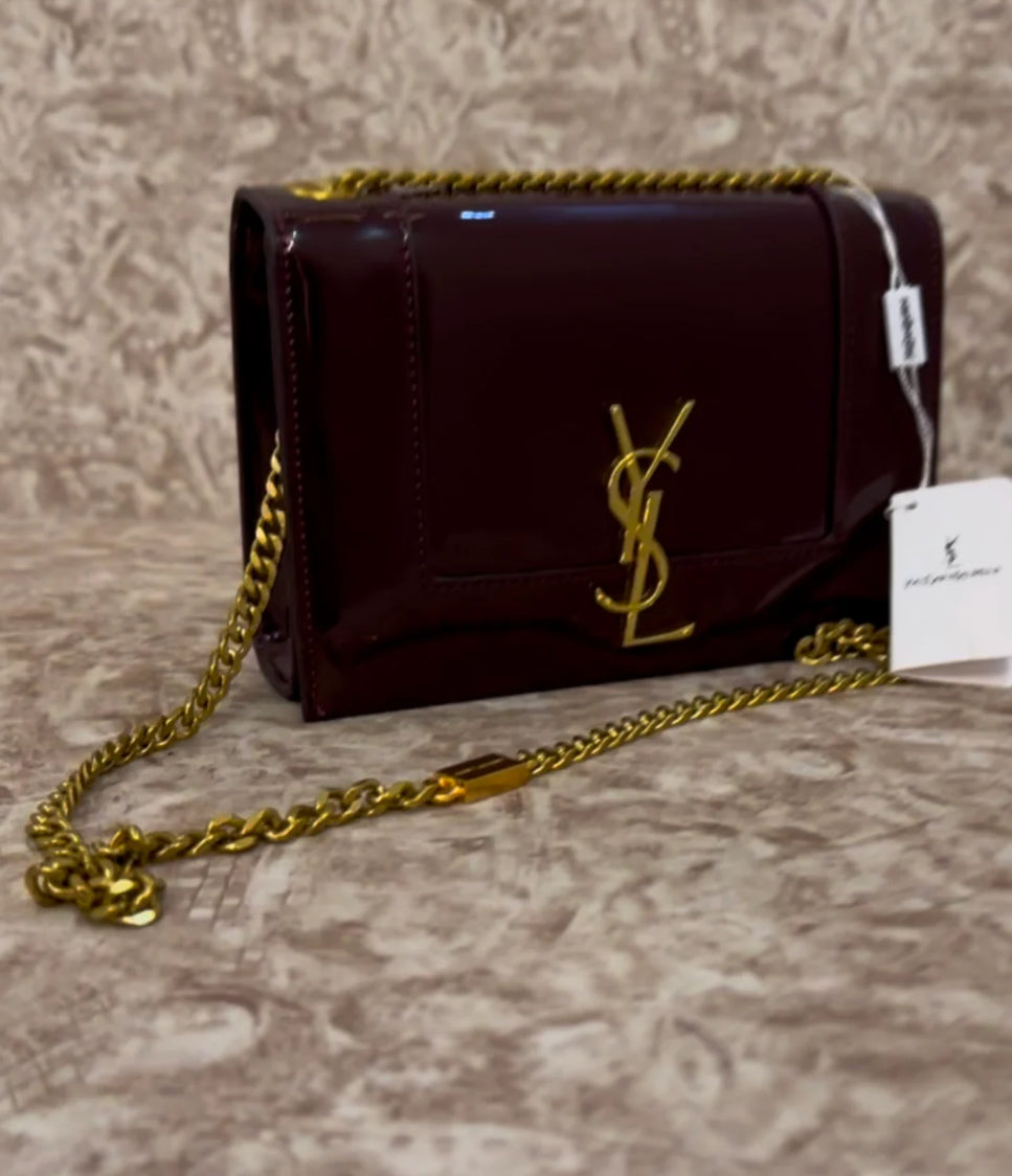 YSL Burgundy Bag with Brand Box