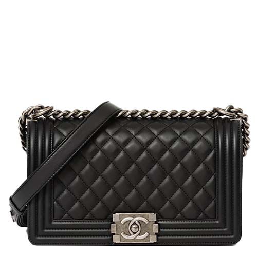 CHANEL Boy Flap Bag in Quilted Genuine Leather with Brand Box