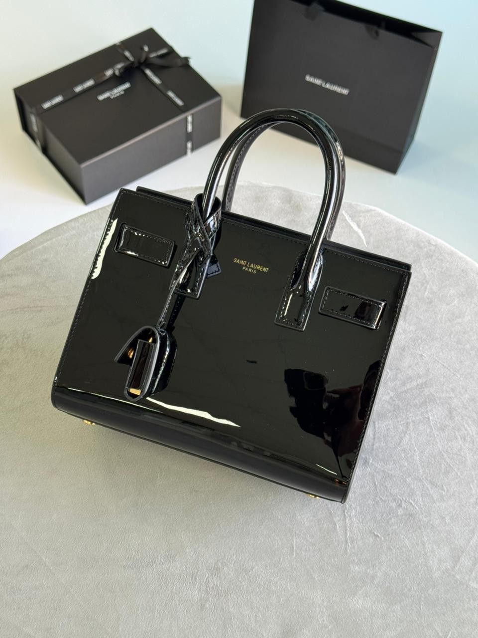 YSL Nano Tote Bag Patent Leather with Brand Box