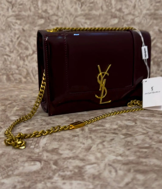YSL Burgundy Bag with Brand Box