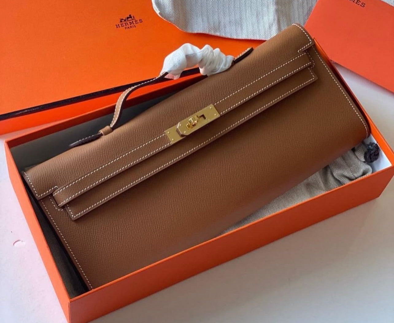 Hermes kelly Cut Clutch with Brand Box