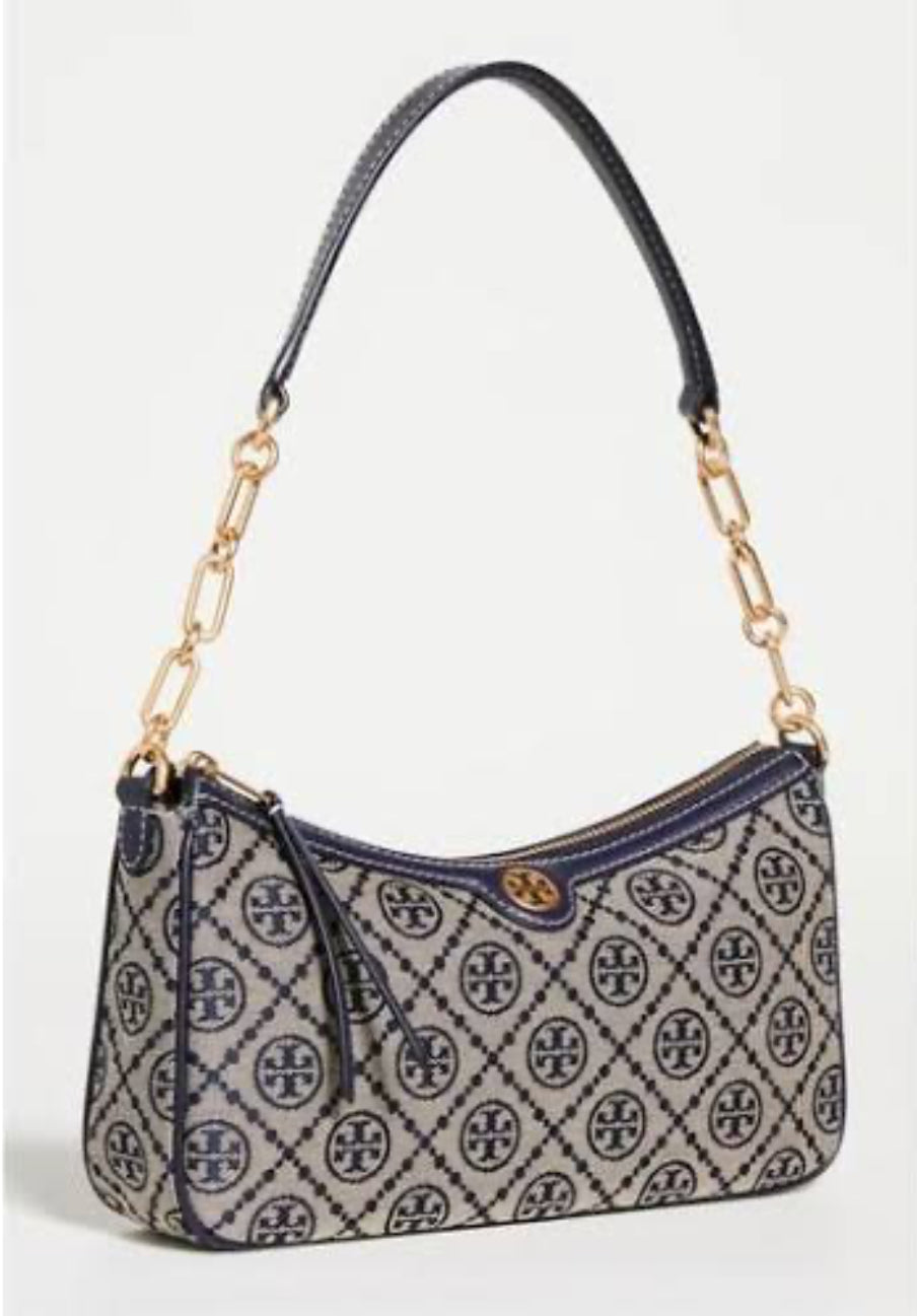 Tory Burch T Monogram Jacquard Logo Shoulder Bag with Brand Box