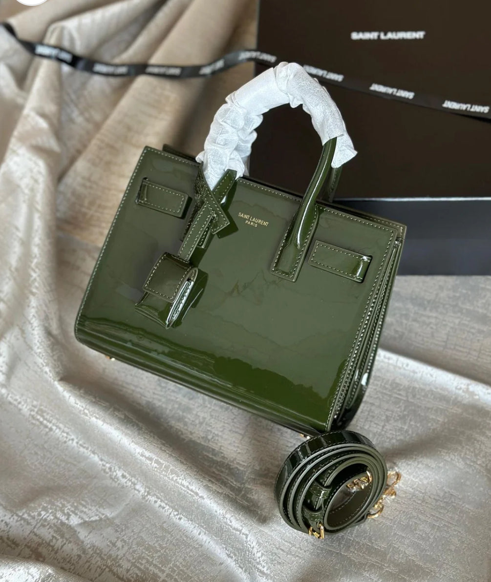 YSL Nano Tote Bag Patent Leather with Brand Box