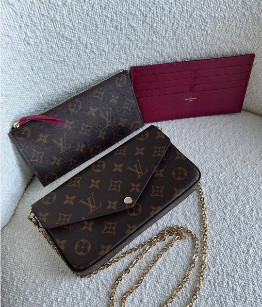 LV Chain Wallet-3 piece with Brand Box