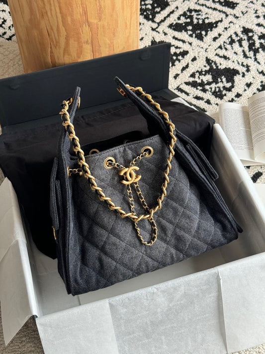 CHANEL 25 Hobo Denim with Complete Packaging