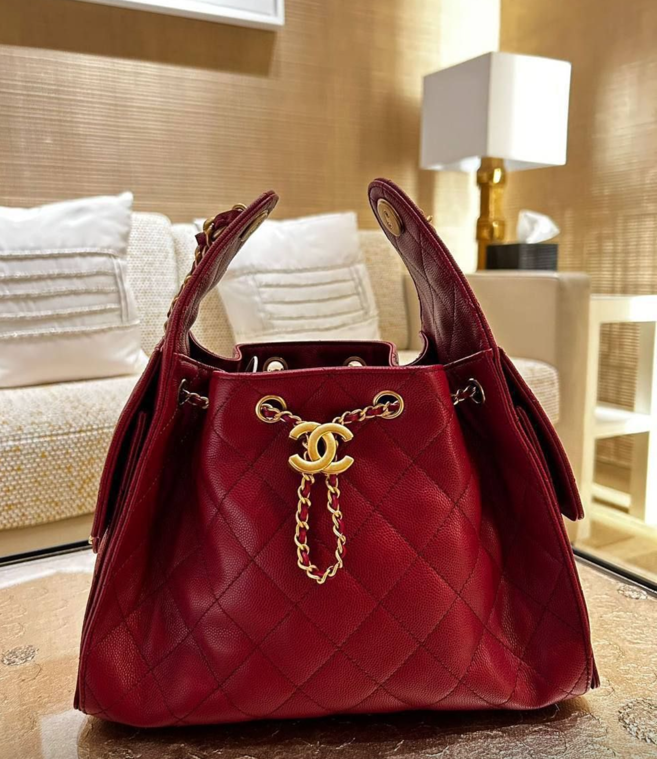 CHANEL 25 Hobo Red with Complete Packaging